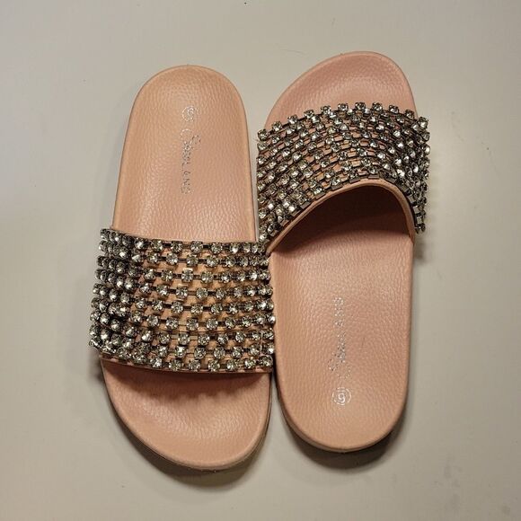 BRAND NEW HERSTYLE CHEERFUL RHINESTONES EMBELLISHMENTS SLIDES SANDAL - Picture 15 of 16